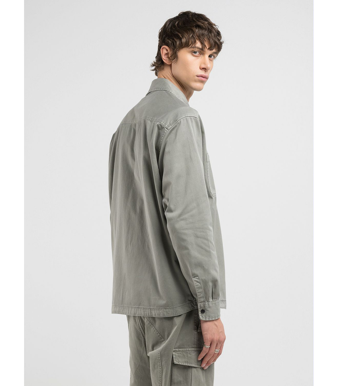 リラックスフィット コットンツイルシャツ 詳細画像 ミリタリーグレー 5